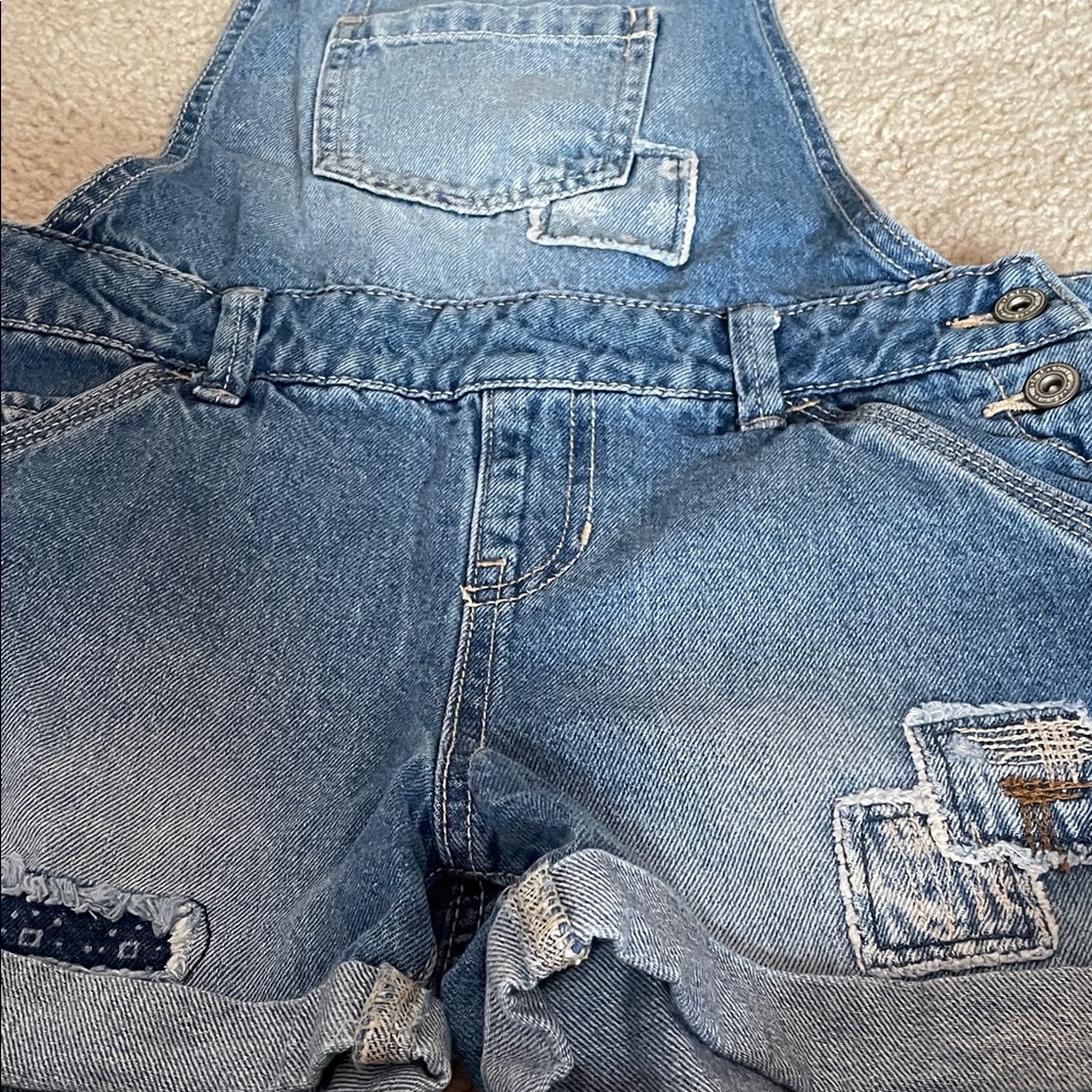 Denim Patchwork Overalls - Picture 2 of 4